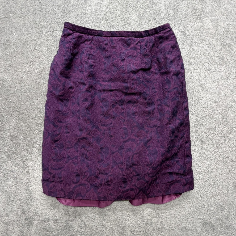 Vintage Pendleton Skirt‎ Womens 12 Petite Purple Wool Floral Pencil Made USA 80s